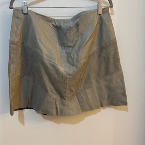 Zara Sage Green Leather and Suede Skirt